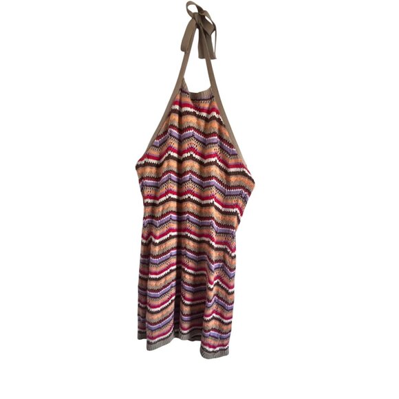 SO Goods For Life Multicolor Chevron Knit Sleeveless Halter Dress W/ Tie Back - Picture 5 of 10